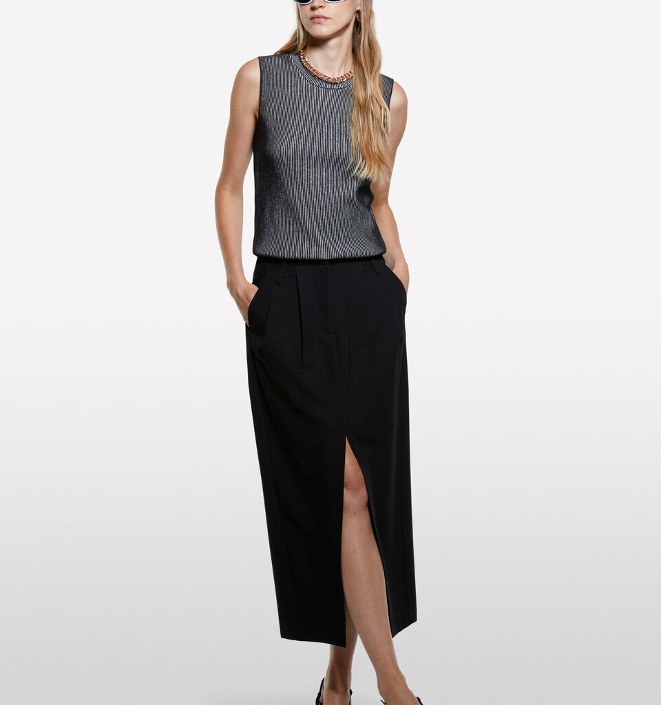 Gray knit vest - women's crew neck sweaters - Gray | Sisley image number 1